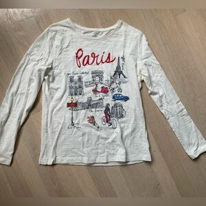Paris Iconic Sights Long Sleeve Cotton Shirt - Talbots Size Small